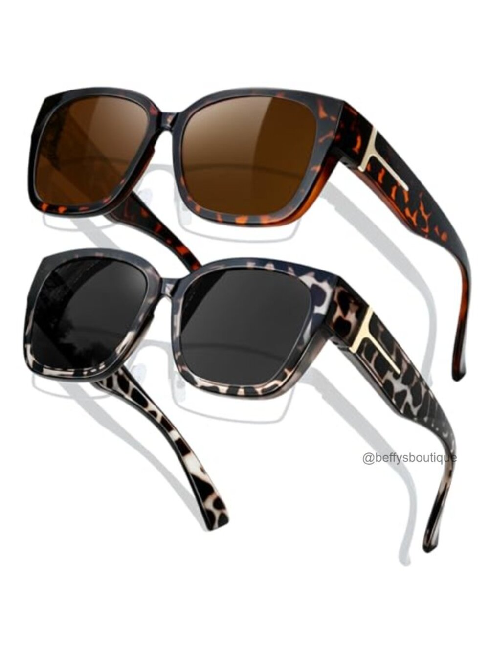 KANASTAL Polarized Fit Over Over Glasses Sunglasses Square Oversized TR90 2 Pack